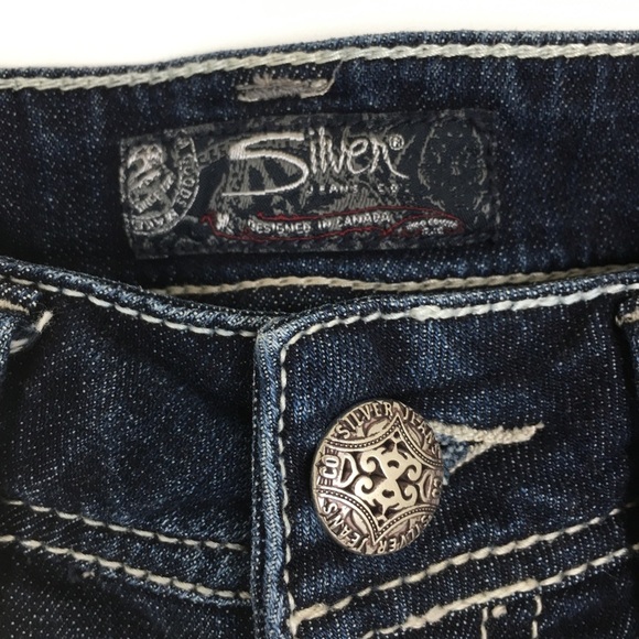 Silver Jeans Suki Mid Shorts Dark Wash Casual Western Denim Shorts Women’s Sz 27 - Picture 6 of 12